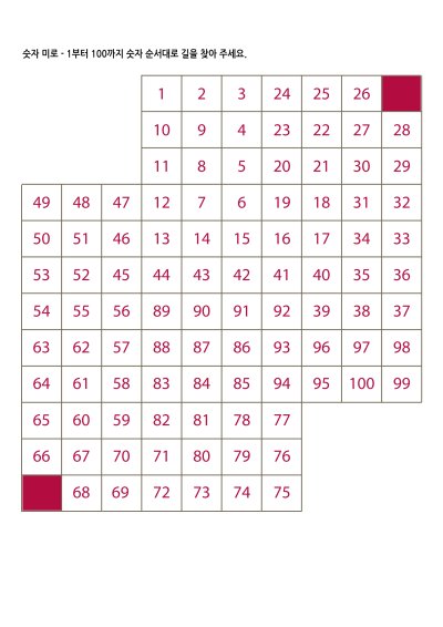 숫자순서 미로찾기 3