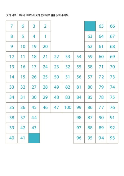 숫자순서 미로찾기 4